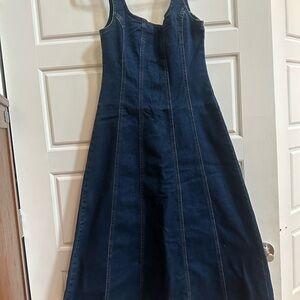 Cider Dark Blue Denim Midi Dress
